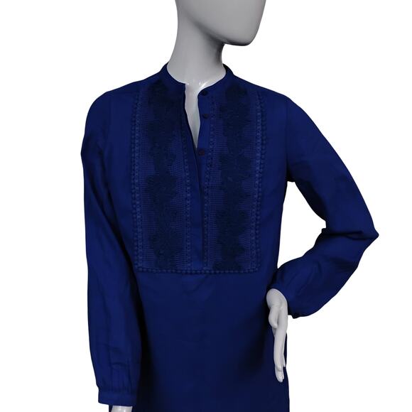 Roller Rabbit Maxi Kaftan Dress Size Small Blue Long Sleeve Pullover Embroidered - Picture 3 of 9